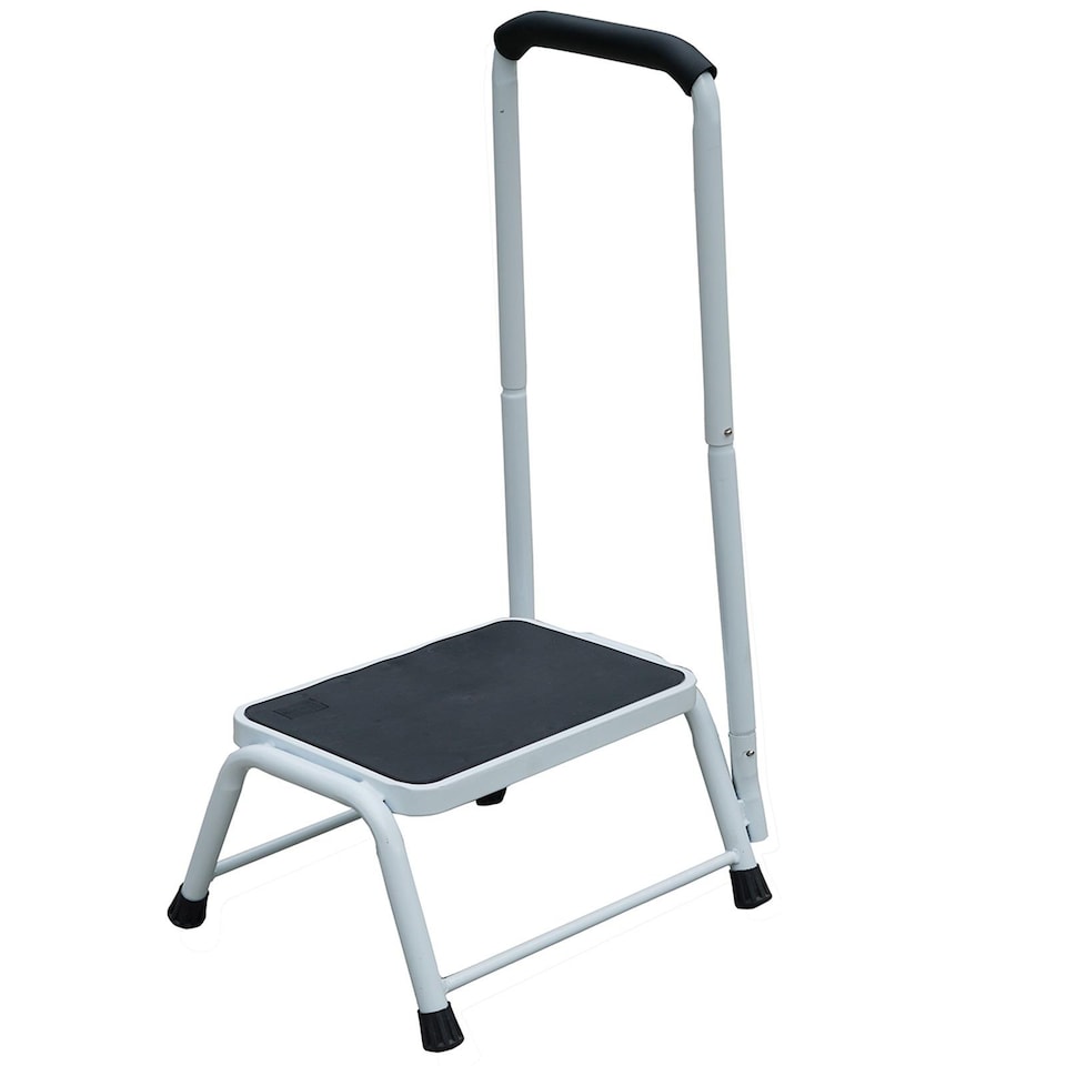 image 1 of Gr8 Home Step Stool Non Slip Mat Caravan Door Ladder Van Motorhome Camper With Handrail