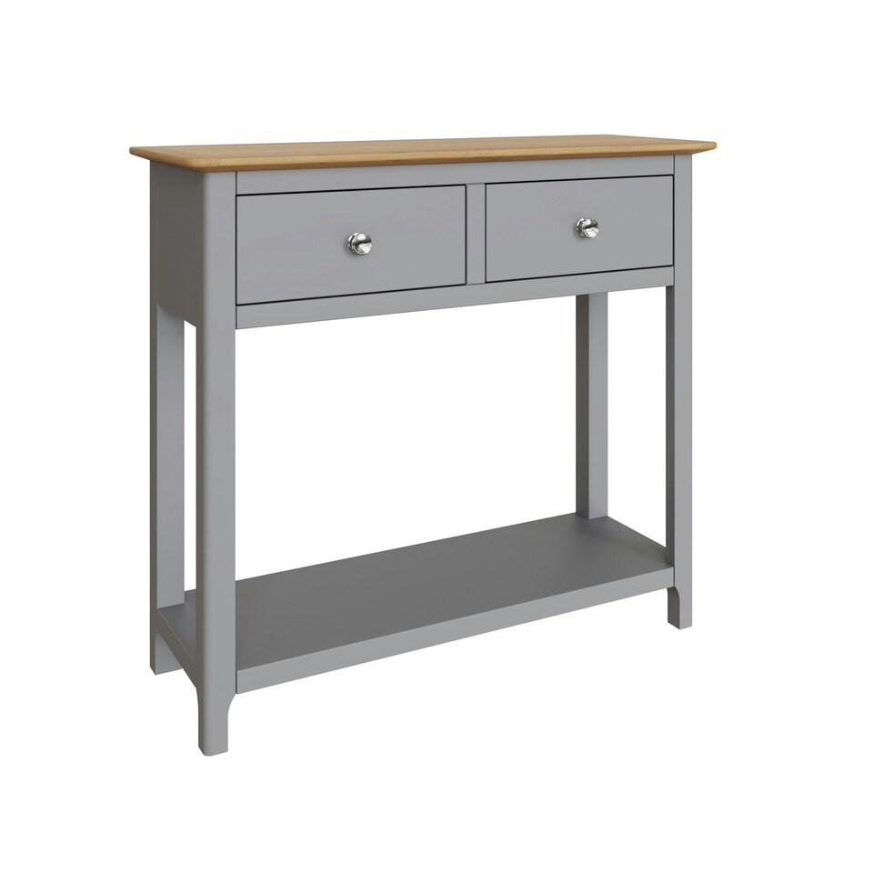 image 1 of Taberno Oak 2 Drawer Console Hallway Table Dove Grey Grey