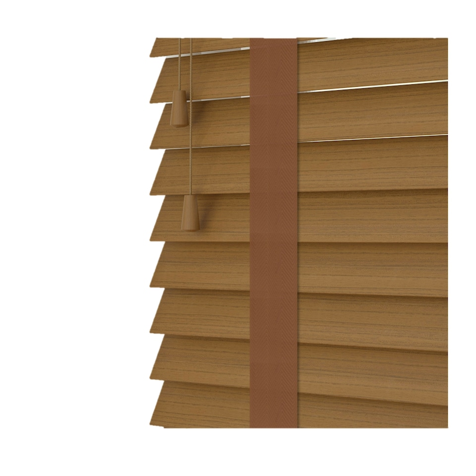 image 1 of 100cm Truffle Faux Wood Venetian Blinds with Tapes (120cm Drop) | Brown | Brown
