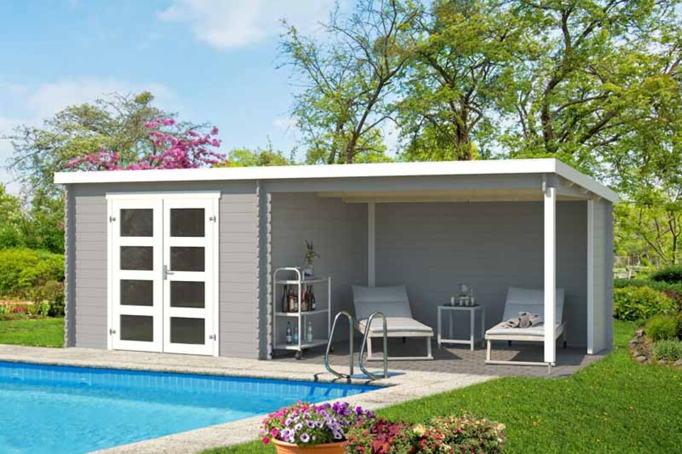 image 1 of Novia 275 Plus-Log Cabin, Wooden Garden Room, Timber Summerhouse, Home Office - L620 x W308.9 x H210.9 cm | Brown