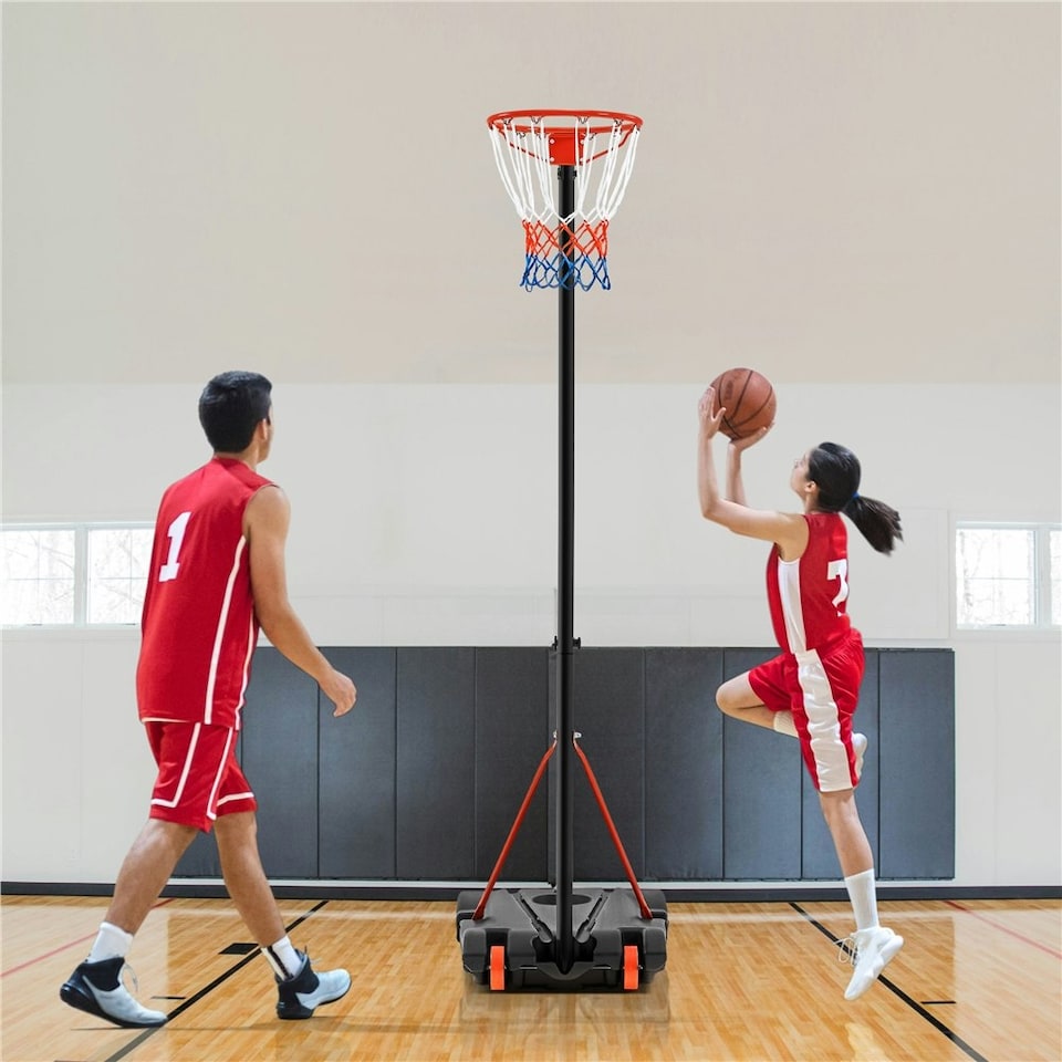 image 1 of Yaheetech Full-Size Portable Netball Hoop and Post Red