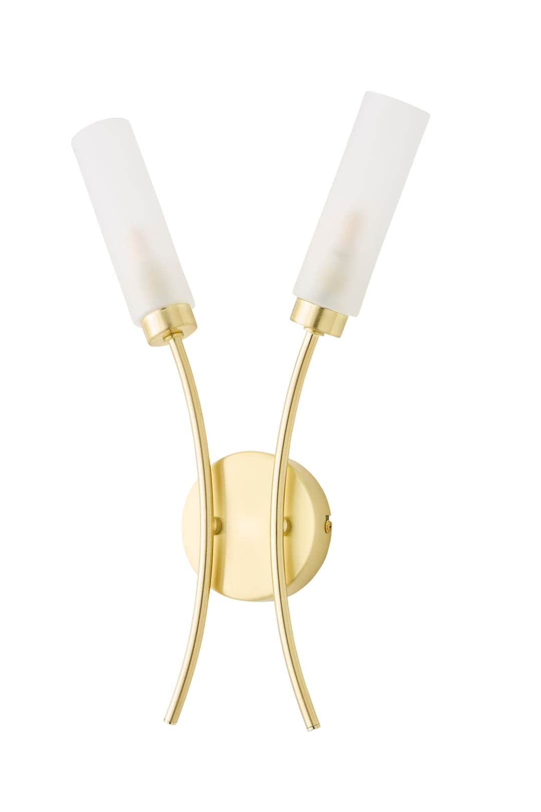 ValueLights Maya 2 Way Curved Upright Reed Shaded Wall Light in Gold