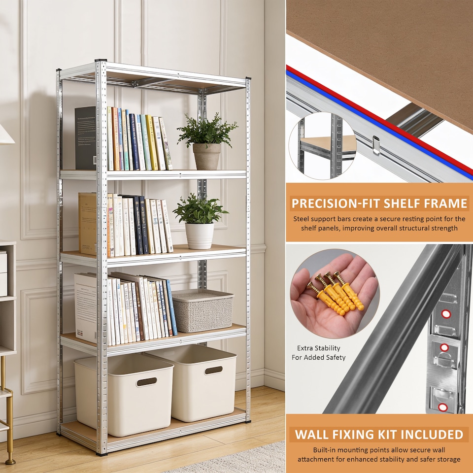 image 1 of Racking Shelf Heavy Duty 5 Tier Garage Shelving Storage Shelves Unit 180x90x40cm