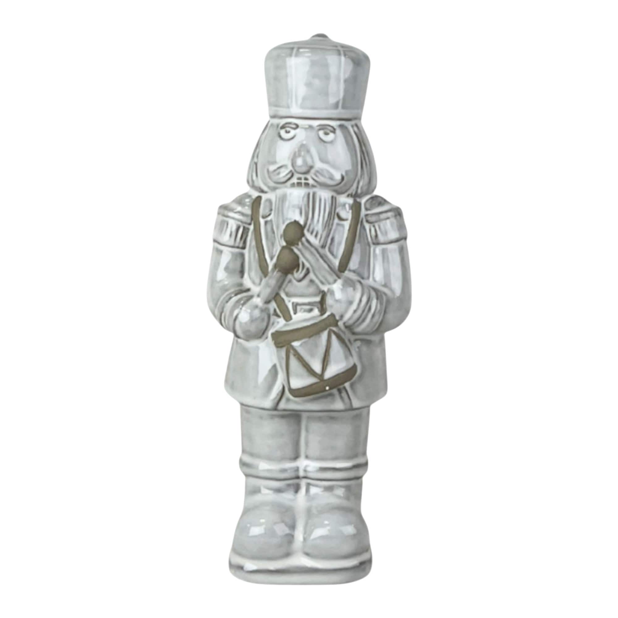 Four Candle White Glazed Ceramic Nutcracker Christmas Decoration 26cm