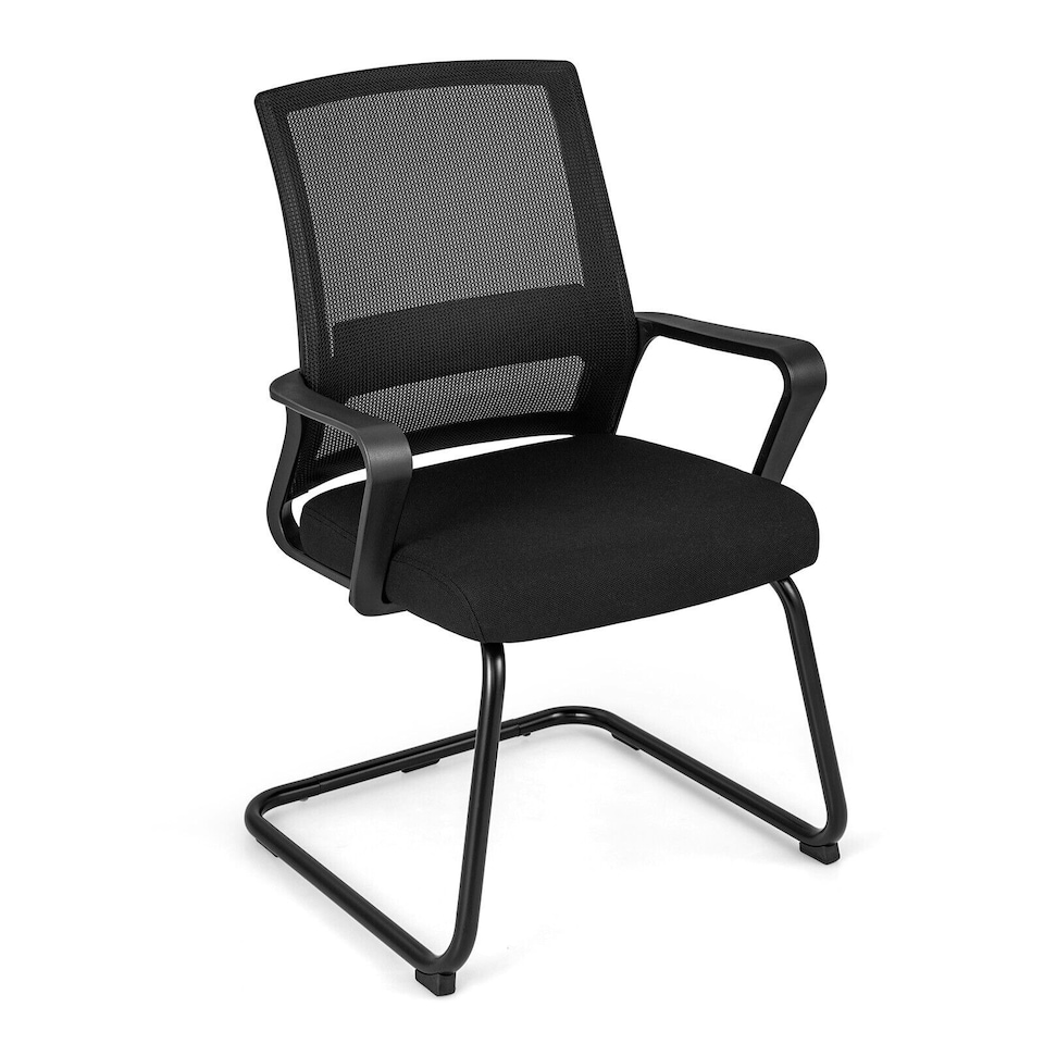image 1 of COSTWAY Meeting Office Chairs Mid-Back Reception Chair Black