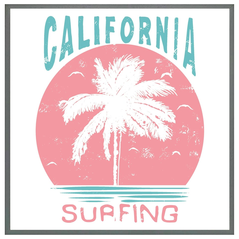 image 1 of California surfing (Picture Frame) White | XL