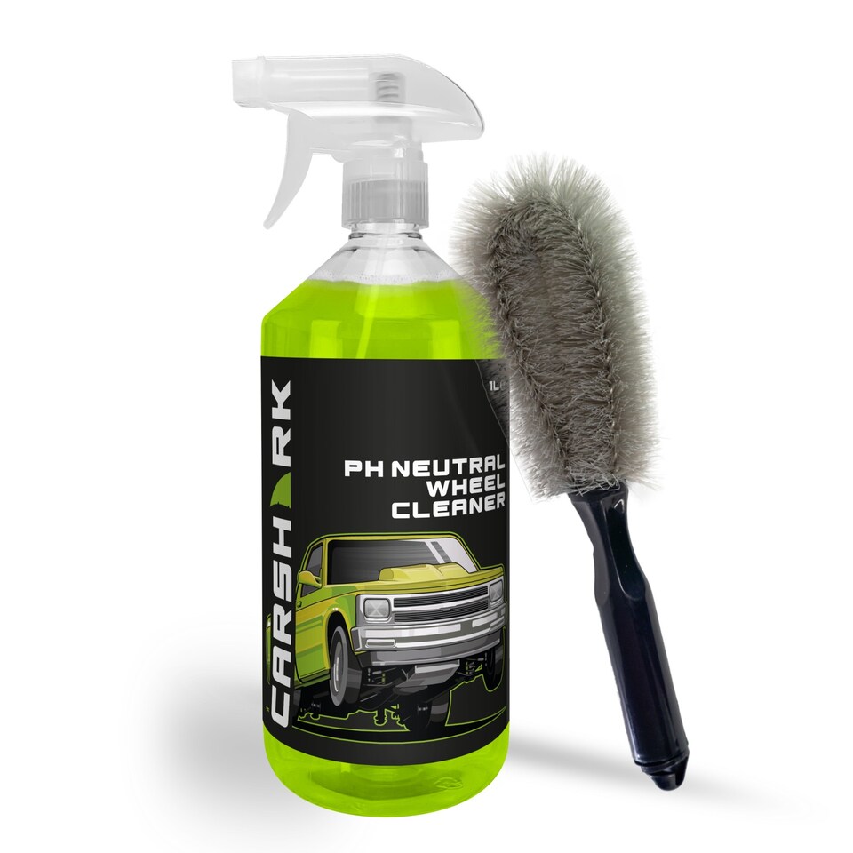 image 1 of CARSHARK pH Neutral Wheel Cleaner 1L + Black Wheel Brush - Effective Cleaning for All Wheels
