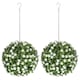image 1 of HOMCOM Set of 2 Artificial Plant Topiary Rose Balls Faux Plants White