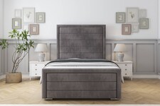 Sloomy Ashford Slate Naples Bed Frame With Mattress With 50" Upholstered Headboard 4' Small Double