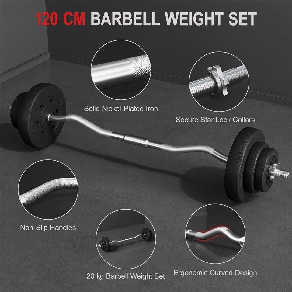 image 1 of Yaheetech 20 KG Barbell Weight Set