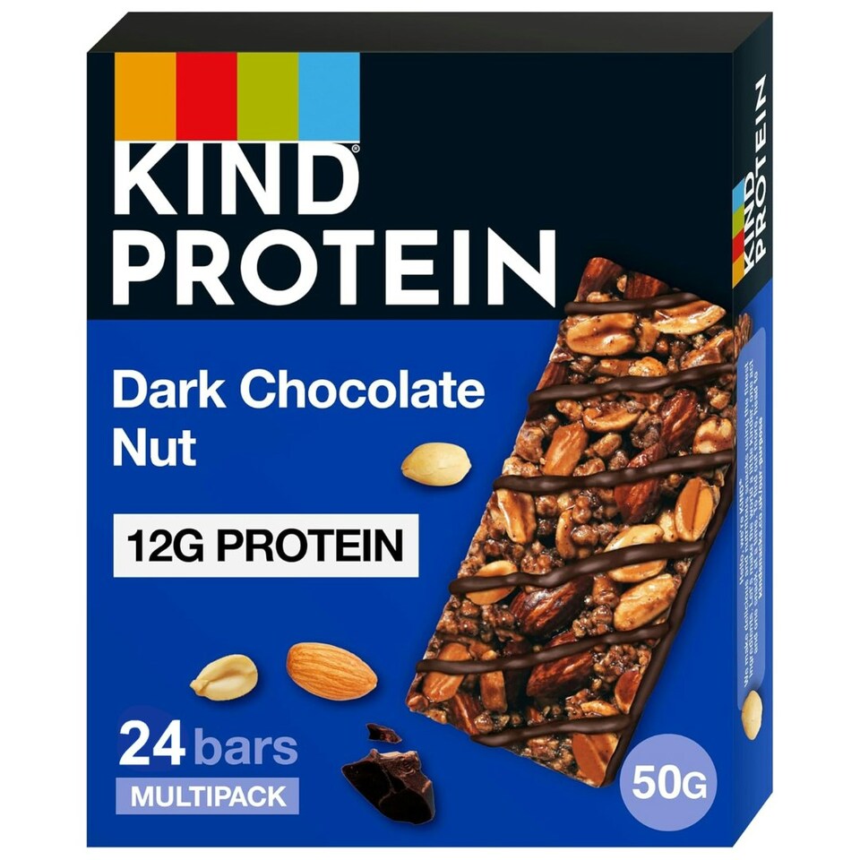image 1 of KIND Protein Bars, Gluten Free Snack, Dark Chocolate Nut, High Fibre, Source of Protein, No Artificial Colours, Flavours or Preservatives, Multipack 24 x 50g