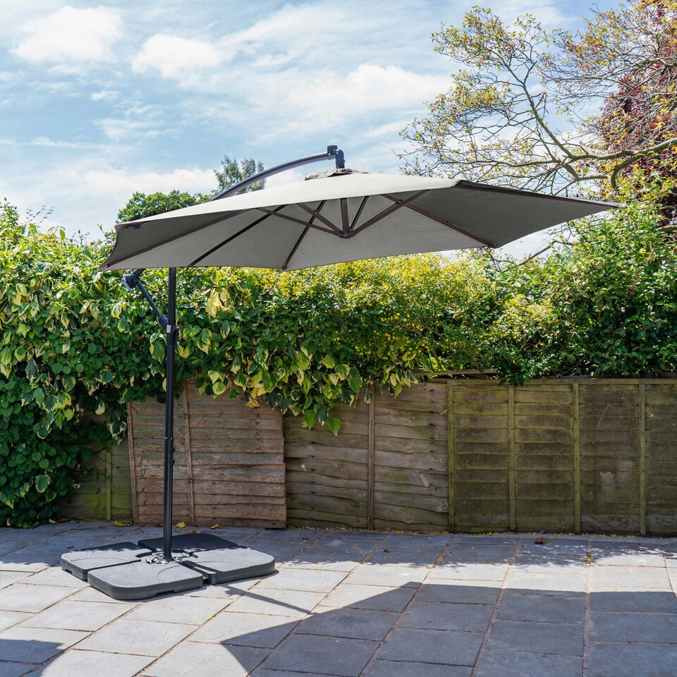 image 1 of Cyrus Banana Cantilever Parasol Grey Outdoor Garden Covering Party Sunshade | Grey