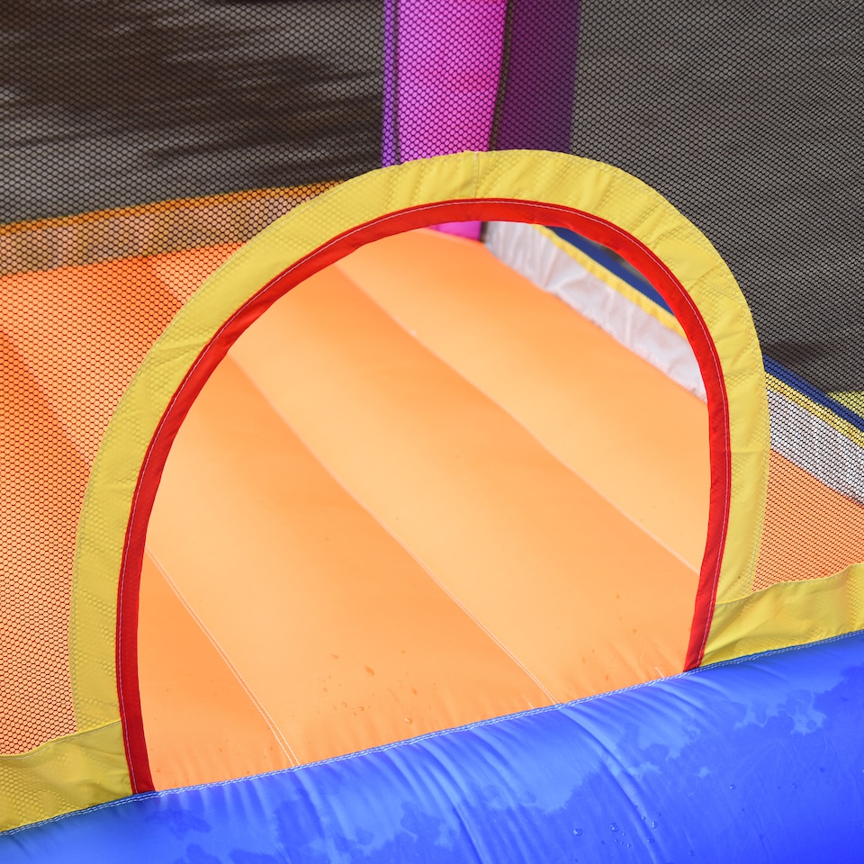 image 1 of Outsunny Bouncy Castle with Slide Pool House Inflatable w Blower Multi-color