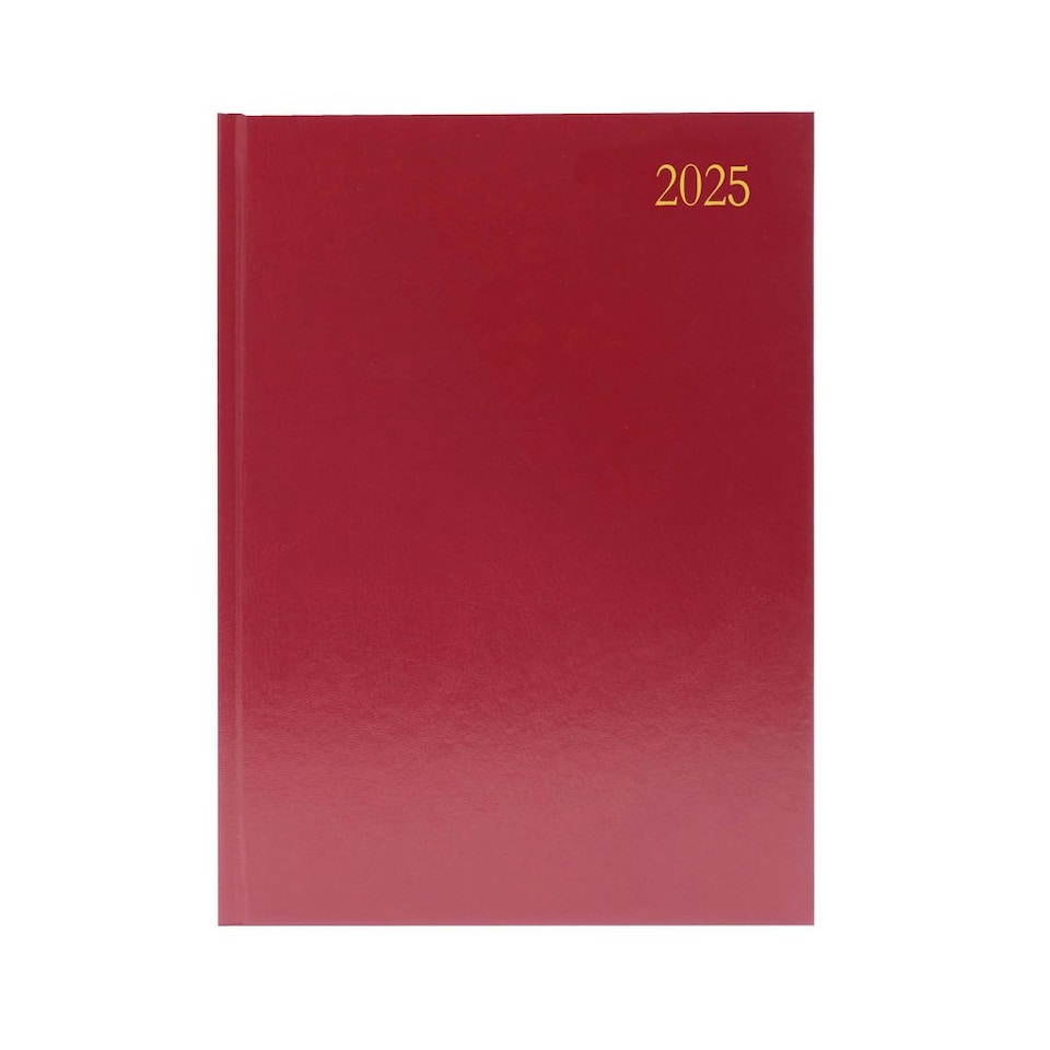 image 1 of 2025 A4 Week To View Burgundy Desk Diary