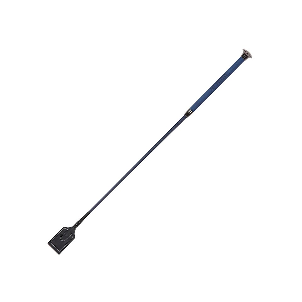 image 1 of Dublin Embossed Leather Horse Riding Whip | Blue | Navy | One Size | 1