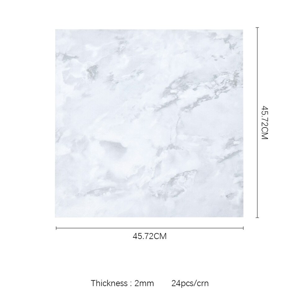 image 1 of Living and Home Square Stone Effect Floor Tiles 24Pcs - Gray & White Ink Pattern Multi