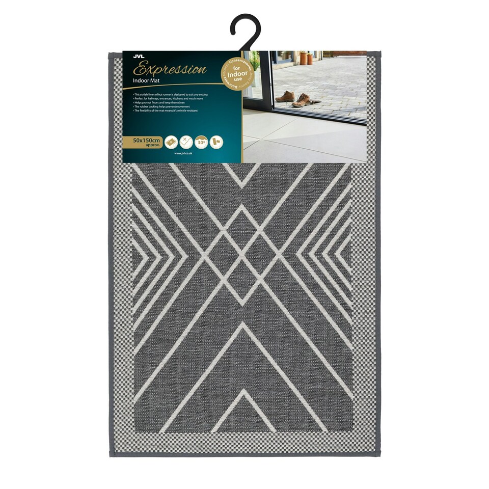 image 1 of JVL Expression Machine Washable Entrance Doormat and Runner Set - Stripe