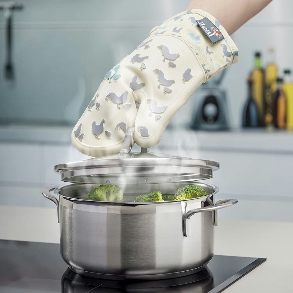 image 1 of SteamStop™ Silicone Single Oven Glove | Red | Hen