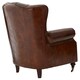 image 5 of Brown Leather Scroll Armchair, Lounge Chair With Quilted Backrest,Walnut Wooden Chair With Stud Details Brown