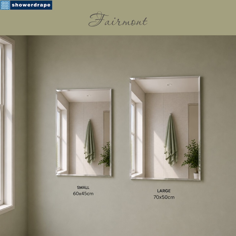 image 1 of Showerdrape Fairmont Rectangular Wall Mounted Frameless Bevelled Edge Bathroom Mirror 70 x 50cm | Chrome | Mirror | 1