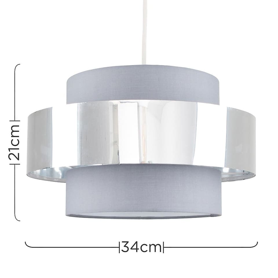 image 1 of ValueLights Matildo Grey Chrome Ceiling Pendant Shade | Grey