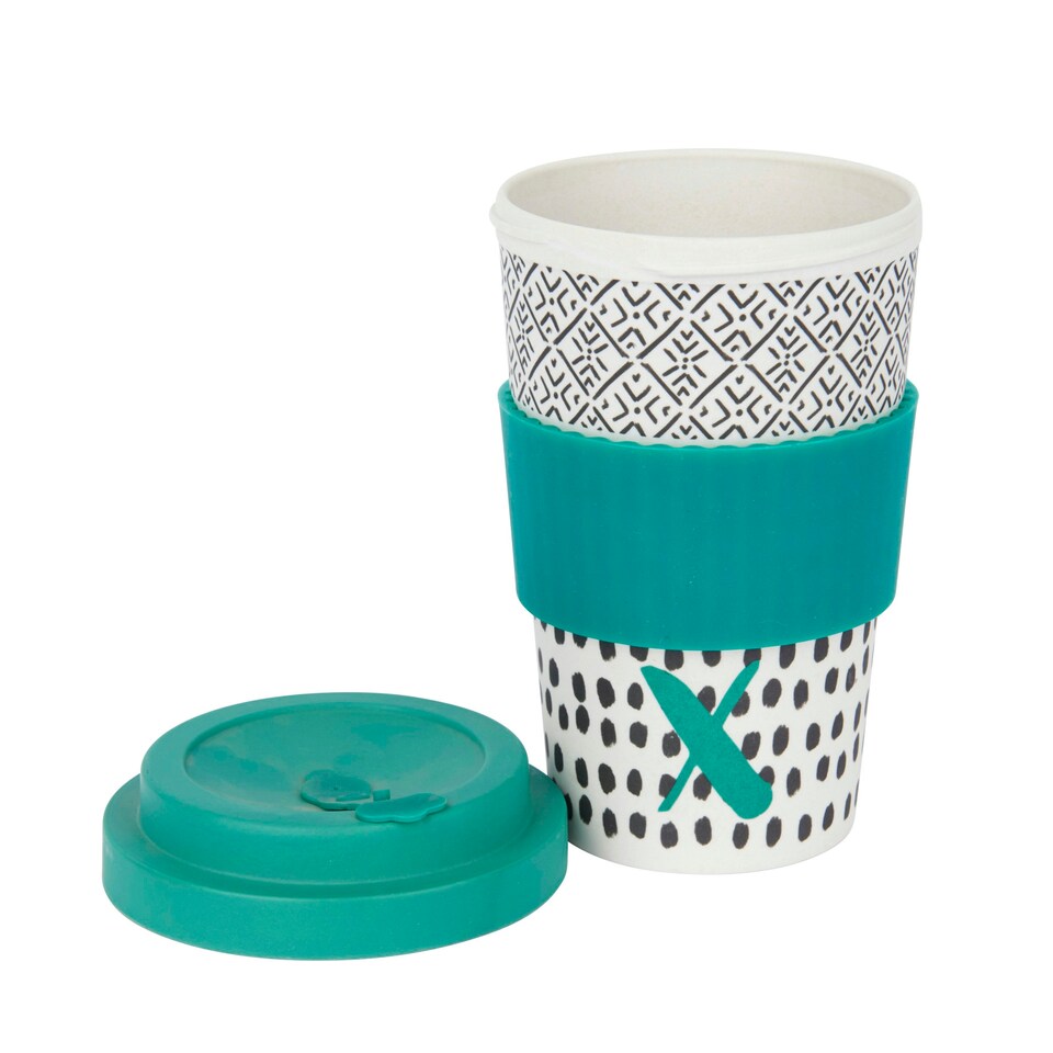 image 1 of KitchenCraft 410ml Bamboo A to Z Letter "X" Reuseable Mug Multi