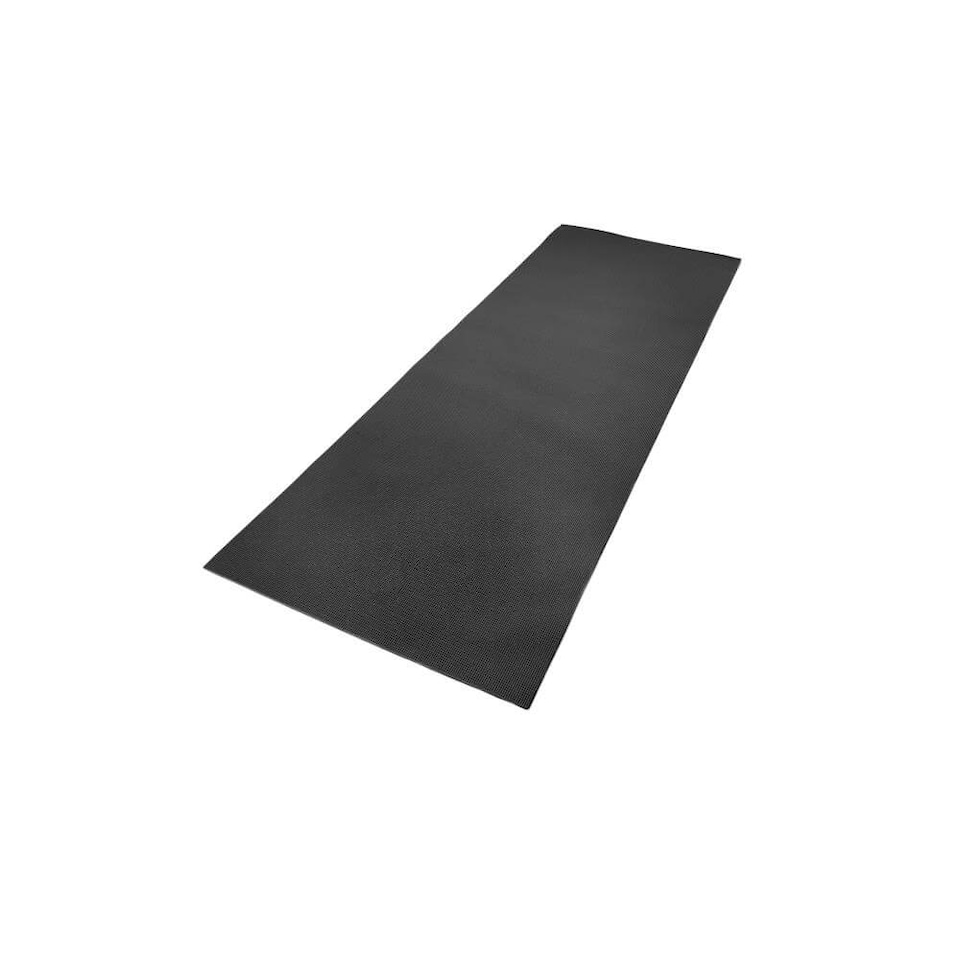image 1 of Reebok 4mm Yoga Mat, Lightweight Non-Slip Mat for Yoga, Pilates and Stretching with Carry String. | Black | Black | 173cm (L) x 61cm (W) x 0.4cm (H)