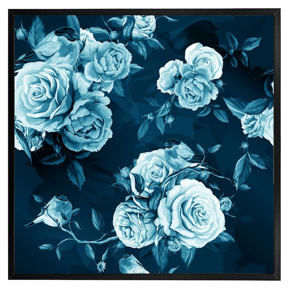 image 1 of Winter blue roses (Picture Frame) Grey | S