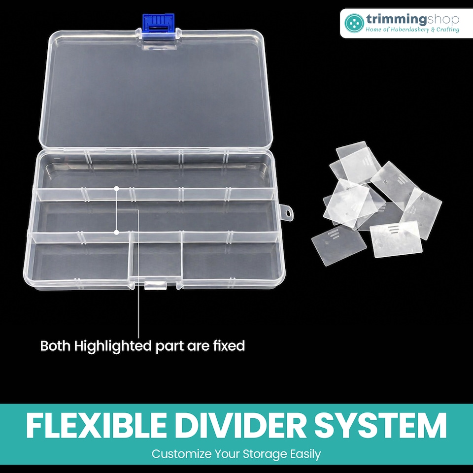 image 1 of 15 Compartment Storage Box with Blue Lock - 173 x 100 x 22mm