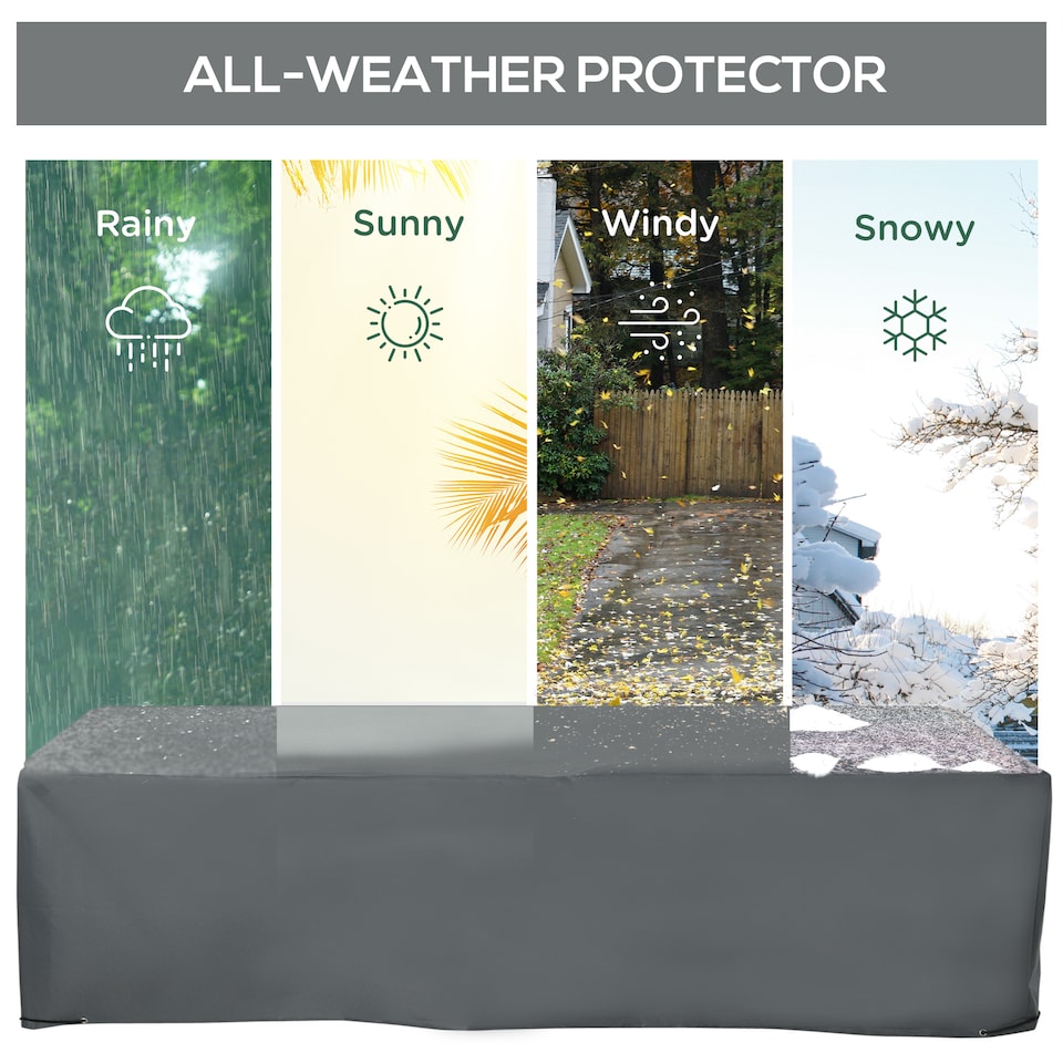 image 1 of Outsunny 200x73x35cm Rectangular Furniture Cover for Rattan Lounge UV Protection | Grey | Grey | 200cmx73cmx35cm