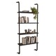 image 1 of 4 Shelf Wall Mounted Wooden Bookshelf With Metal Frame | Multi | Black Marble | One Size | 1