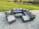 image 2 of Fimous 9 Seater Rattan Lounge Sofa Set Outdoor Garden Furniture Set with Rectangular Coffee Table 3 Seater Sofa 2 Big Footstool Side Table Dark Grey Mixed