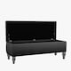 image 2 of Lisbon Plain 180cm Ottoman Storage Bench - Plush Velvet Shoe Bench - Black Upholstery Footstool with Storage
