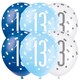 image 1 of Blue Glitz Age 13 Assorted Biodegradable Latex Balloons 30cm / 12 in - Pack of 6