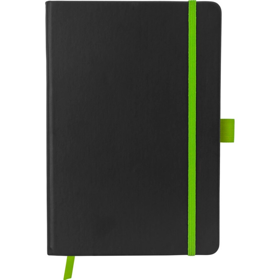 image 1 of Bullet Colour Edge A5 Notebook - Solid Black/Lime - 21 x 14.2 x 1.1 cm