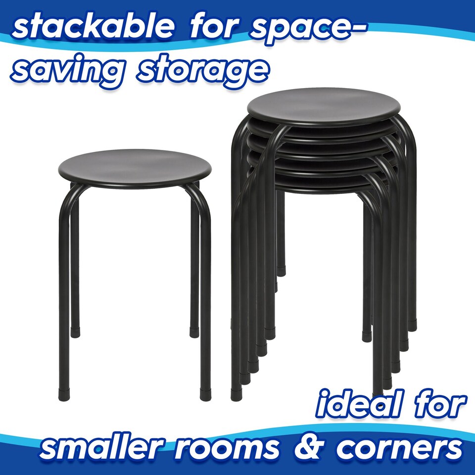 image 1 of Harbour Housewares Metal Stacking Stool - Matt Black | Black | Matt Black