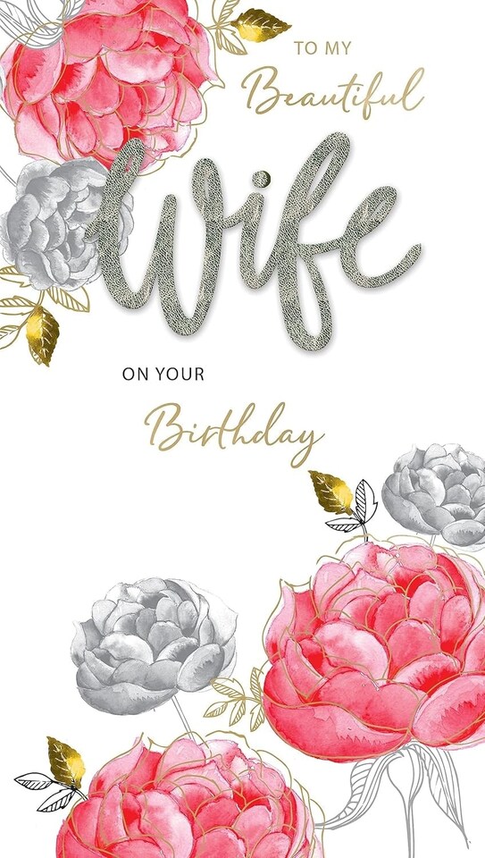 image 1 of Beautiful Embellished & Foiled Roses Champagne Wife Birthday Card