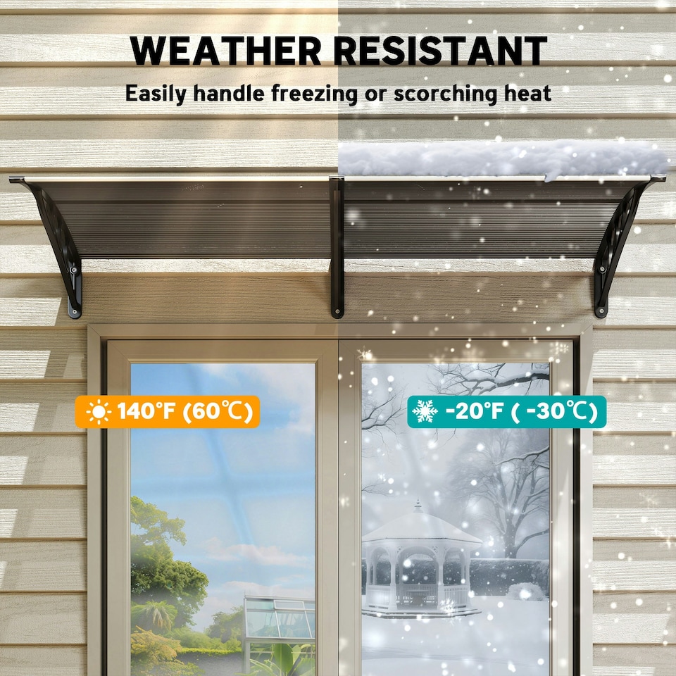image 1 of Outsunny Door Canopy Awning Outdoor Window Rain Shelter for Door 196 x 75cm Black | Black
