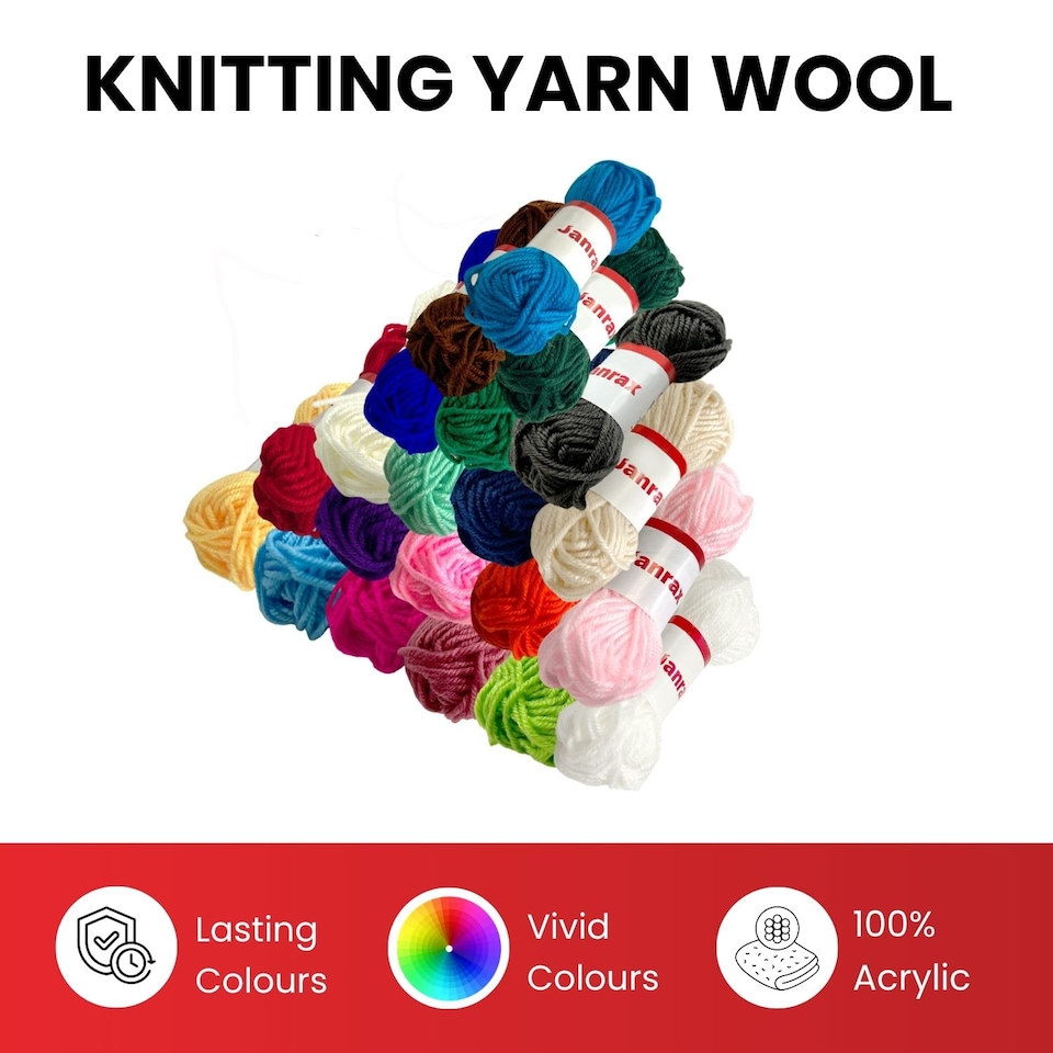 image 1 of Pack of 5 Pink Acrylic Yarn Rolls – 10g each, 4 Strand 8 Ply Knitting Wool