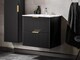image 2 of Bathroom Vanity Unit with Basin 600mm Ribbed Textured Black Wall Hung Floating Cabinet - Adel