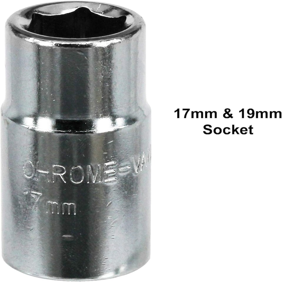 image 1 of SPARES2GO Extendable Wheel Nut Socket Wrench 17mm 19mm Brace Breaker Power Bar 1/2" dr