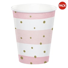 Creative Party Paper Baby Shower Disposable Cup (Pack of 8) - White/Pink/Gold - One Size