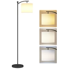 HOMCOM LED Floor Lamp with Dimmable Colours Temperature & Brightness, Black | Black