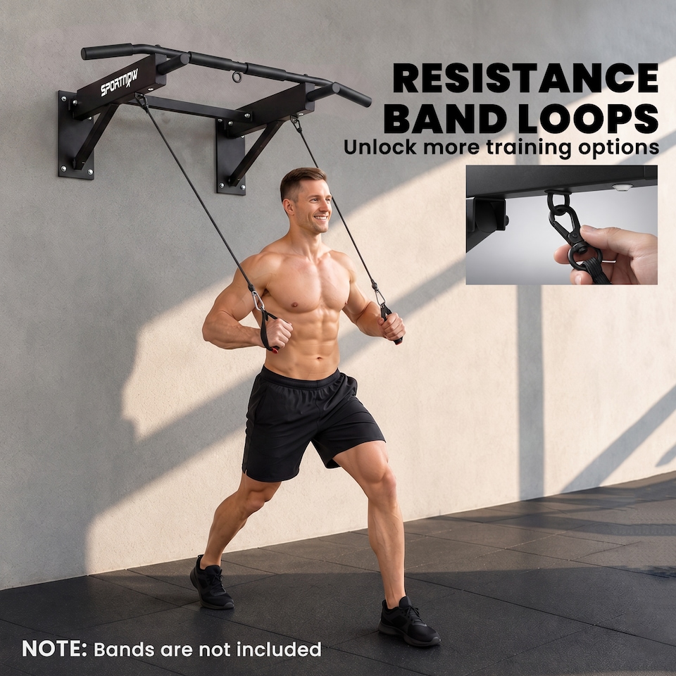 image 1 of SPORTNOW Pull Up Bar Wall Mounted, Folding Chin Up Bar, Max Load 120 kg