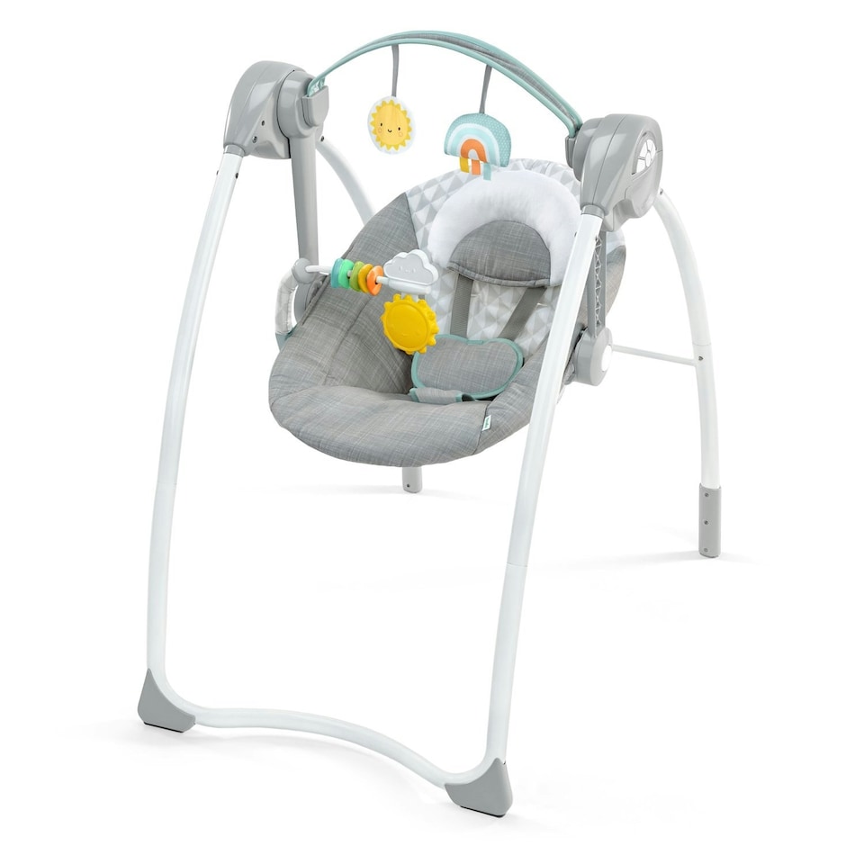 image 1 of Ingenuity Sun Valley Milestone Foldable Baby Swing 6-Speed Grey From 0-9 Months
