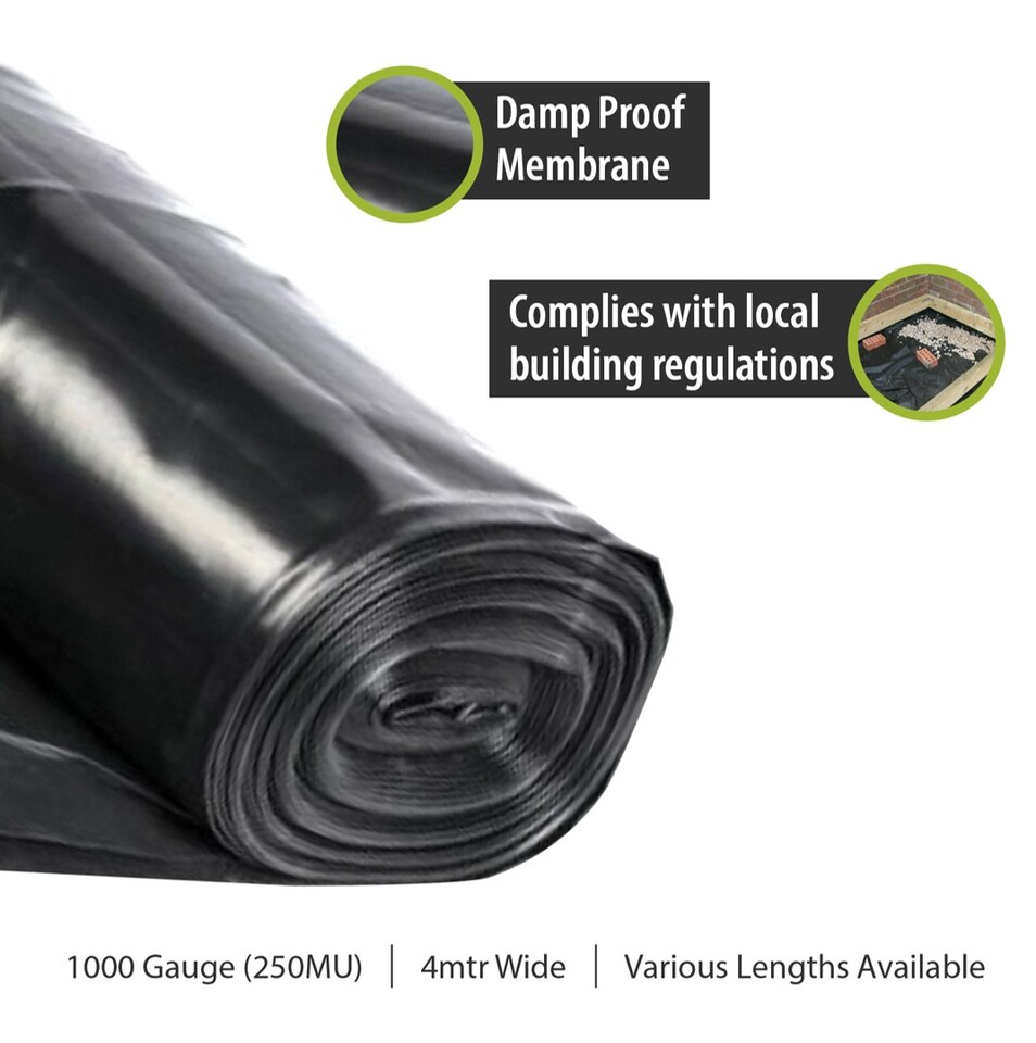 image 1 of Pegdev 10m x 4m 500G Black Heavy Duty Polythene Plastic Sheeting Garden DIY 125MU