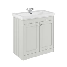 Balterley Floor Standing 2 Door Unit with Classic Basin 1 Tap Hole | White | 800 x 800 x 453mm