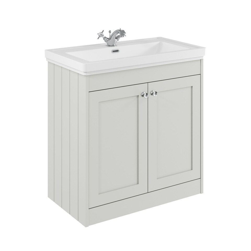image 1 of Balterley Floor Standing 2 Door Unit with Classic Basin 1 Tap Hole | White | 800 x 800 x 453mm