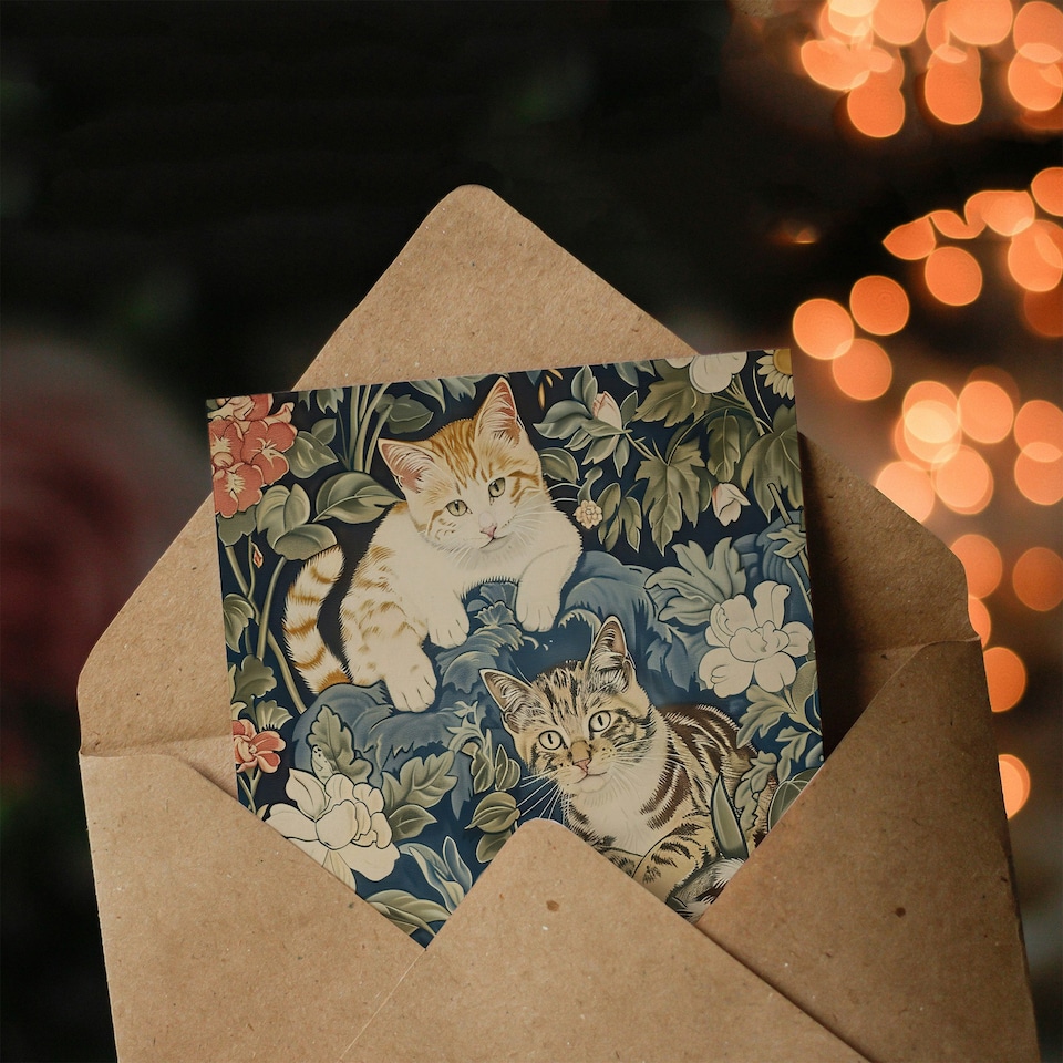 image 1 of Kittens Flowers Animal Lover Him Her Birthday Card