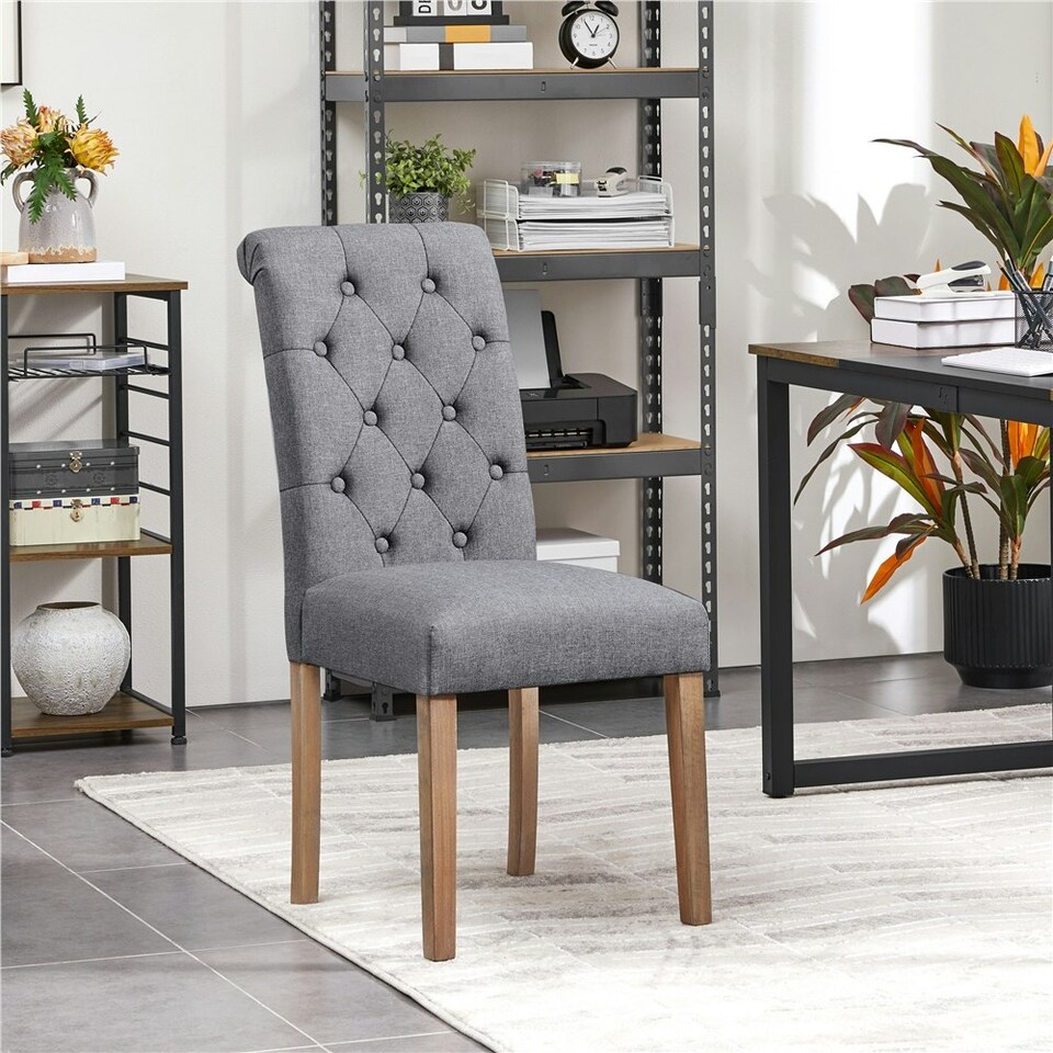 image 1 of Yaheetech Set of 2 Classic PU Leather Dining Chairs Grey | Dark Grey